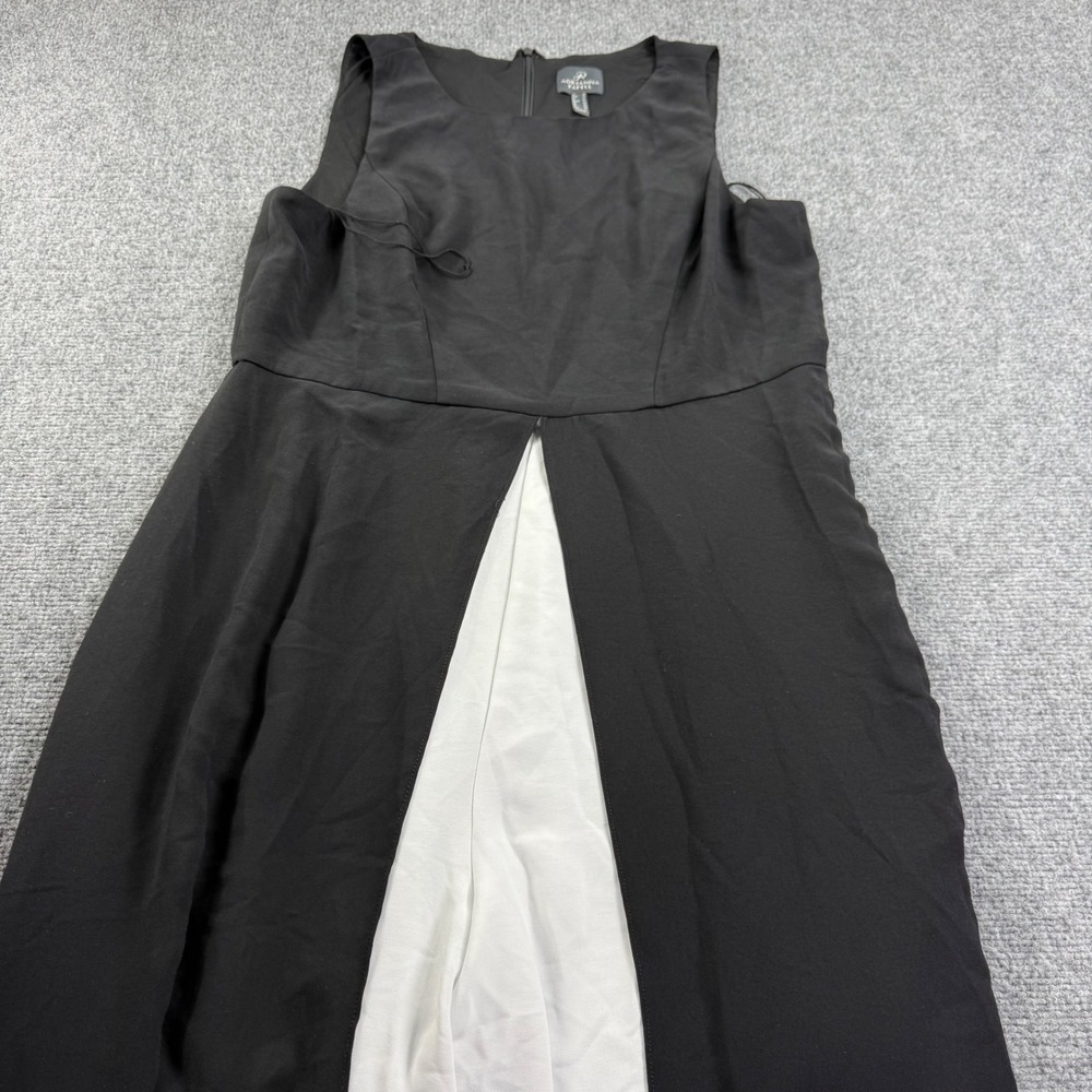 Adrianna Papell Maxi Dress 16 Black White Colorblock Inset Sleeveless Womens